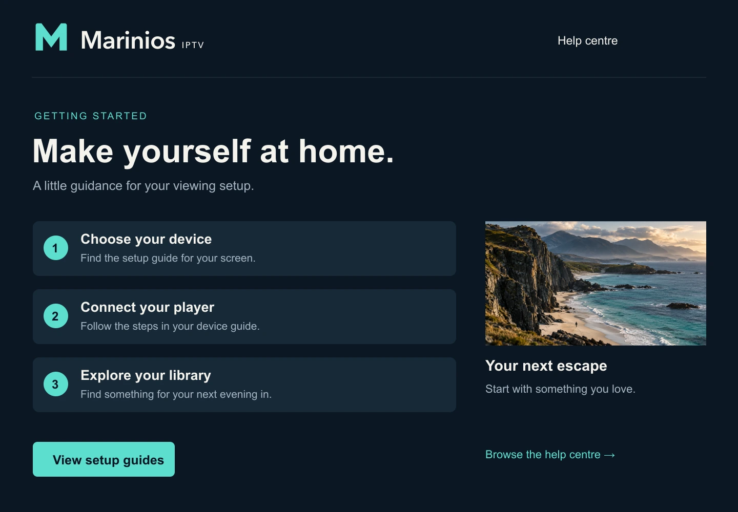 An example setup screen showing where a playlist address and login details are entered.